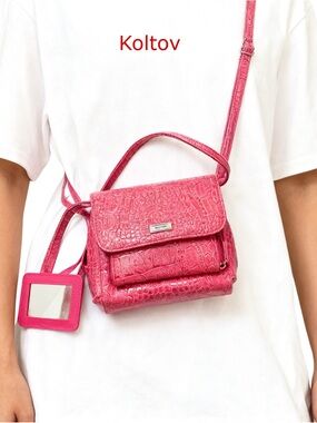 KOLTOV
 pink crocodile-embossed crossbody bag